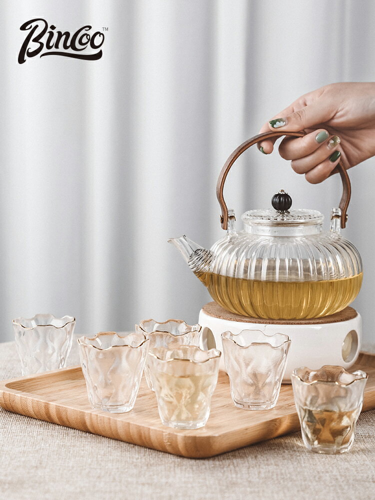 Bincoo花茶壺玻璃提樑壺電陶爐日式泡茶壺耐高溫帶過濾煮茶壺茶具