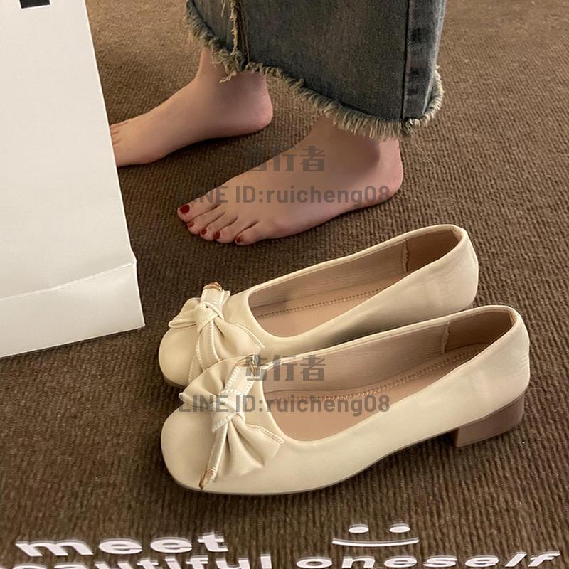 平底晚晚風溫柔豆豆鞋女春軟底一腳蹬百搭淺口蝴蝶結單鞋【步行者戶外生活館】