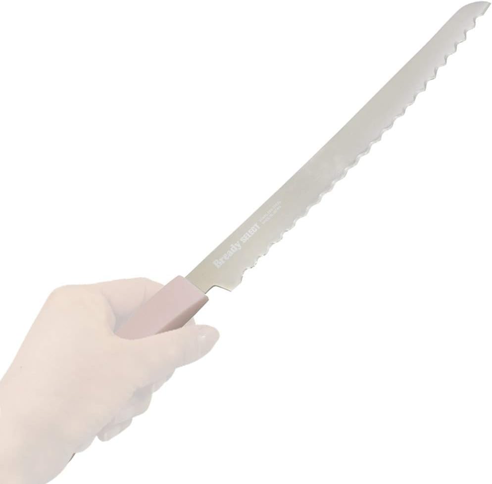 asdfkitty*日本製 貝印 bready select 粉柄長麵包刀 吐司刀 好切不凹塌.吐司 法國麵包都可切 7