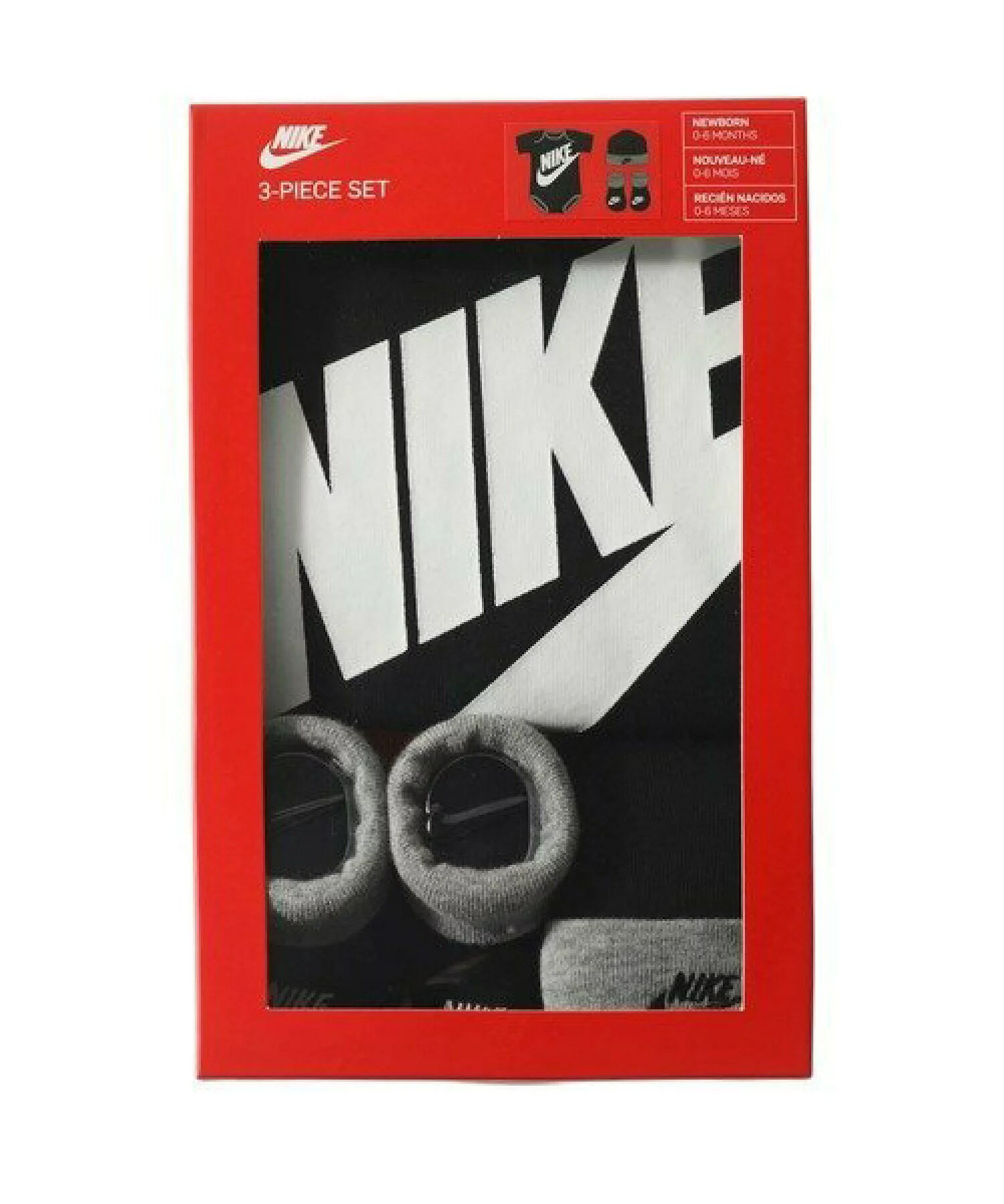 日本直送🇯🇵NIKE 寶寶裝 0-6M 男寶 女寶 新生兒 嬰幼兒 包屁衣 帽子 襪子 三件組 經典素色 【小福部屋】 8