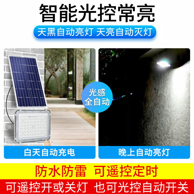 太陽能燈戶外庭院燈新農村100w大功率家用超亮一拖二防水投光路燈 小山好物