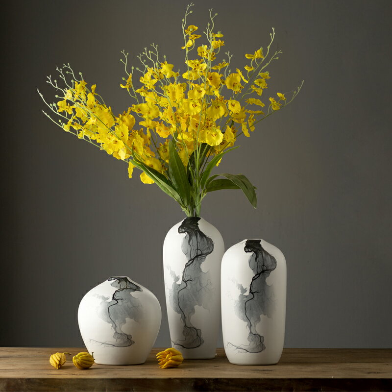 景德鎮陶瓷花瓶三件套客廳新中式仿真花插花藝術創意簡約現代擺件