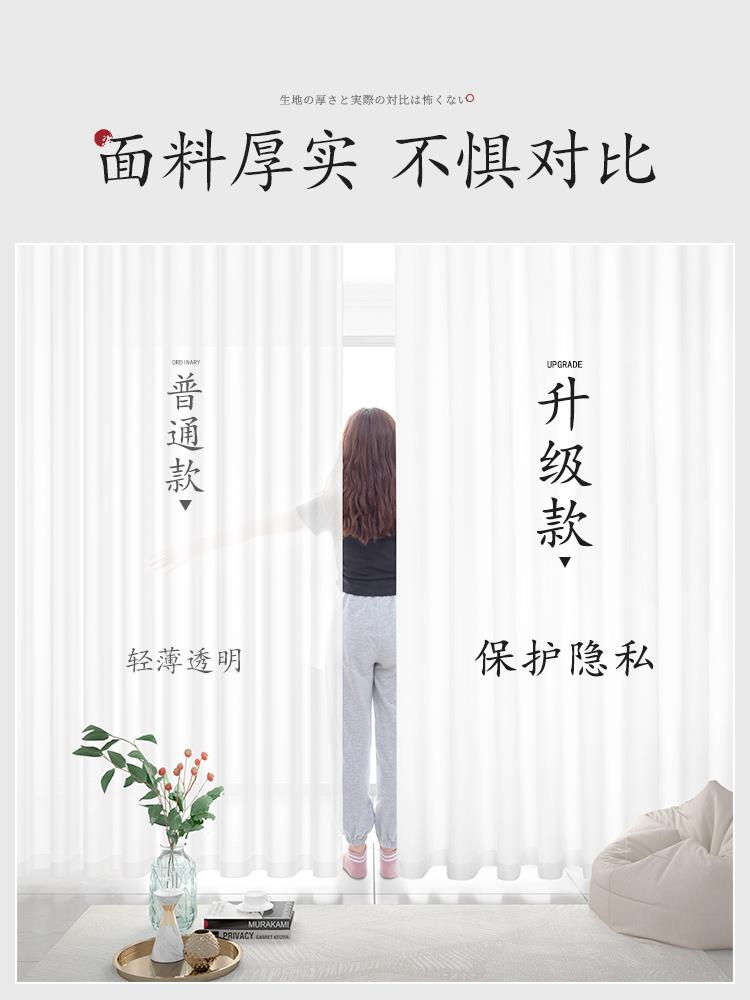 2021新款客廳窗簾紗簾陽臺透光不透人掛鉤式窗紗時尚輕奢白紗紗幔 3