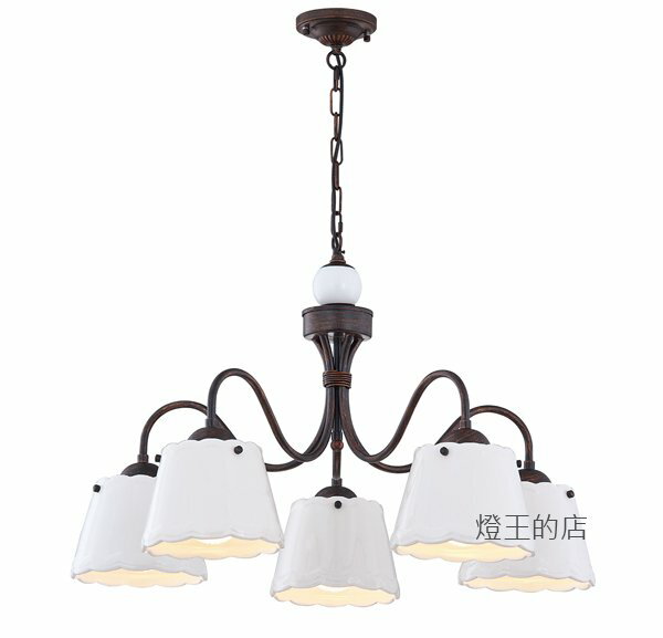 燈飾燈具【燈王的店】布拉格 陶瓷吊燈5燈 客廳燈 餐廳燈 吧檯燈 111-70/H5