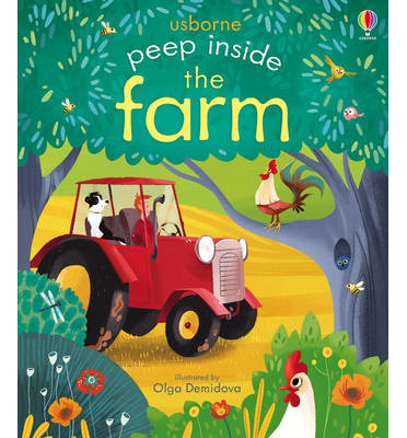 英國 Usborne 寶寶認知躲貓貓遊戲書 Peep Inside the farm 窺看農場 ＊夏日微風＊