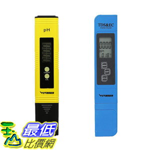 [8美國直購] 儀表組合 VIVOSUN pH TDS Meter Combo, 0.05ph High Accuracy Pen Type pH Meter +/- 2% Readout Accuracy 3-in-1 TDS EC