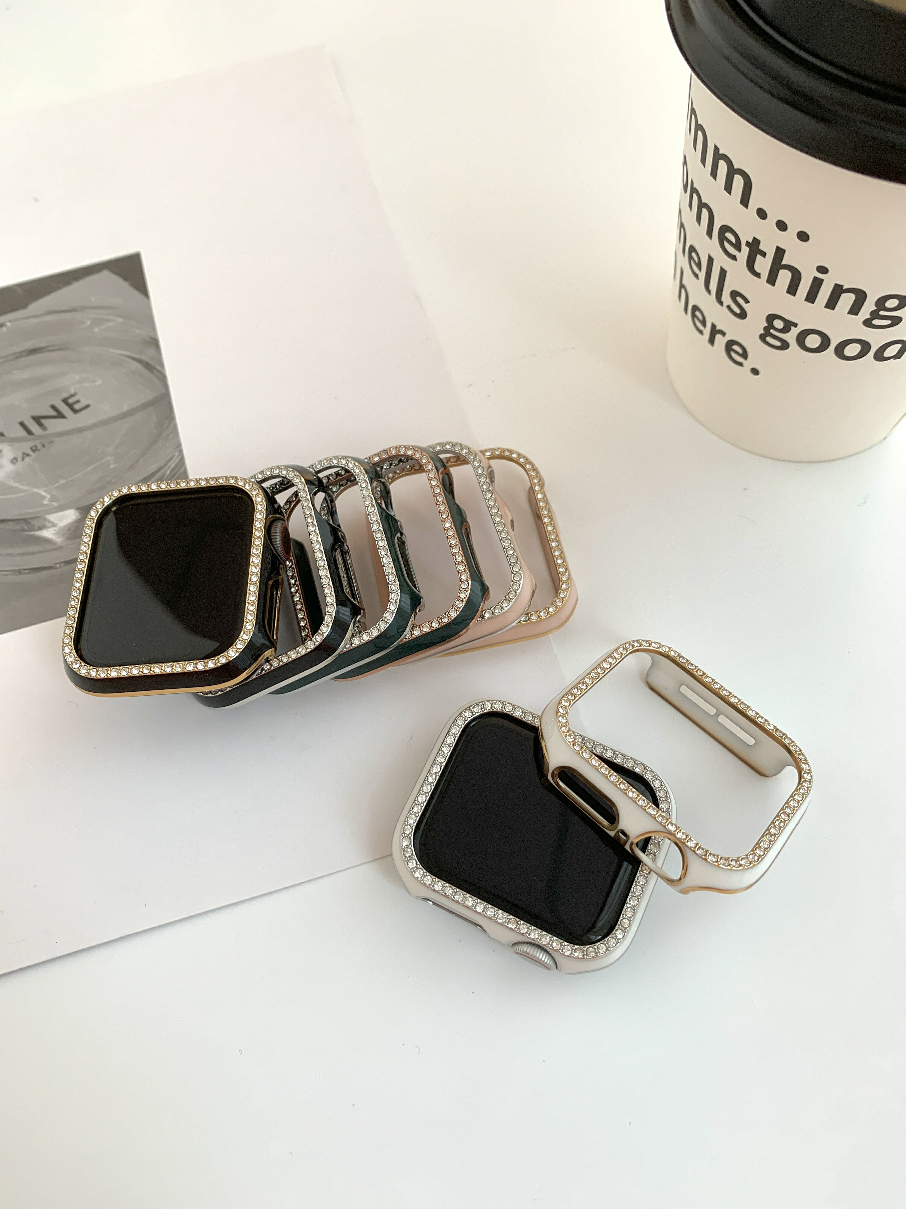 TATAN瓷感鉆殼蘋果手錶保護套PC塑膠硬殼適於applewatch123456SE