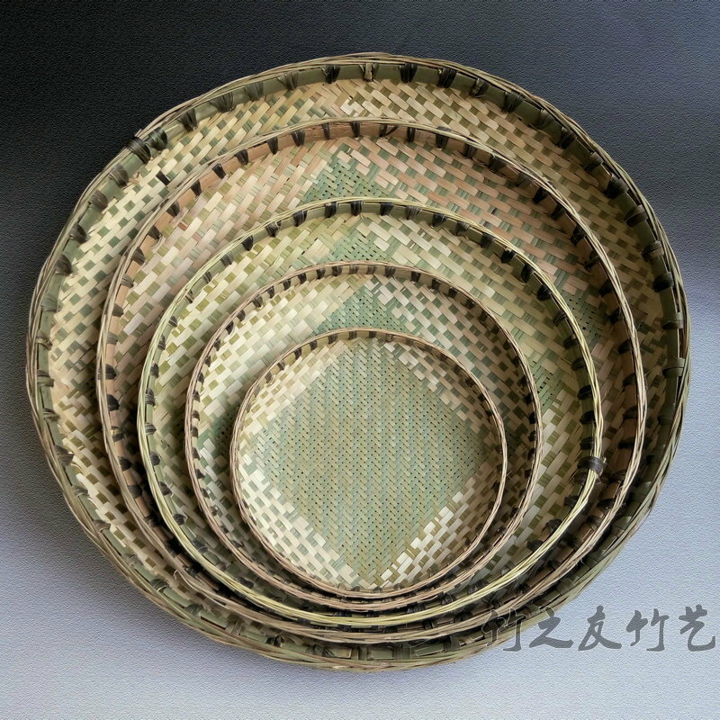 竹制品 竹編 家用 手工 竹篩子有孔竹簸箕收納 農家 竹子製品