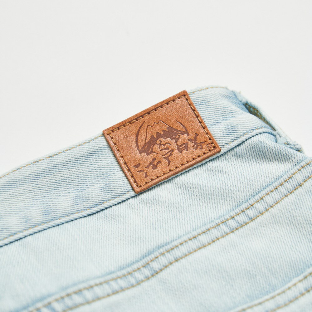 EDOKATSU江戶勝 男款 石洗雪花丹寧直筒褲 (重漂藍) 6