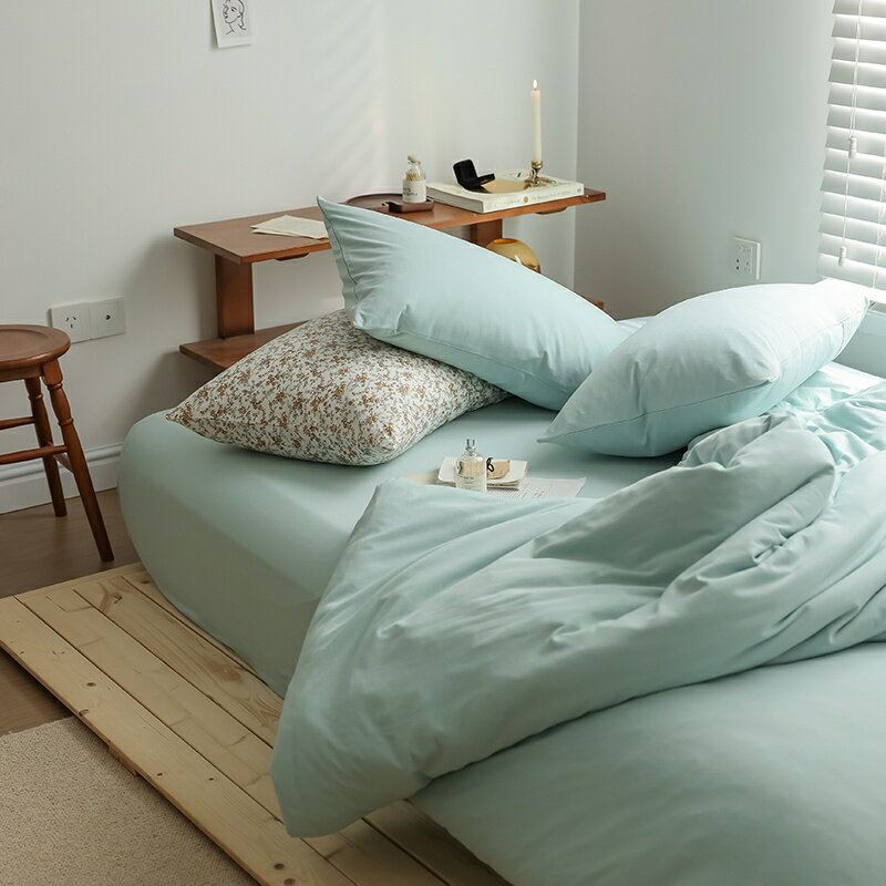 2021天竺棉四件組 簡約素色針織棉被組床單裸睡純棉床包床上用品床包單人雙人加大