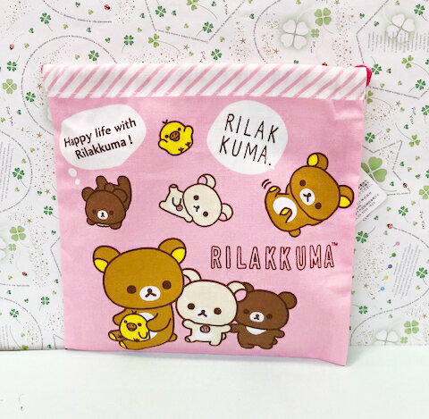 【震撼精品百貨】Rilakkuma San-X 拉拉熊懶懶熊 拉拉熊縮口袋-粉對話#70581 震撼日式精品百貨