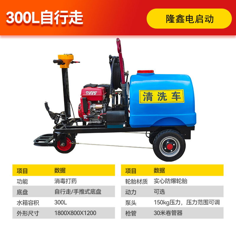 {公司貨 保固一年}電動三輪高壓清洗車小型道路清掃車環衛專用沖洗柴油霧炮灑水車 0