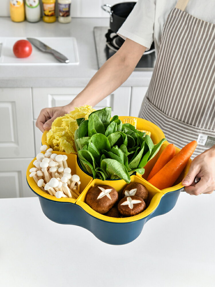 家用旋轉火鍋拼盤分裝神器瀝水籃多功能雙層洗蔬菜水果廚房洗菜盆