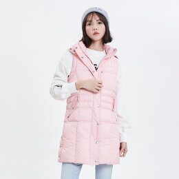 女長版剪接羽絨背心