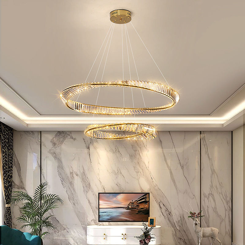 后現代輕奢水晶吊燈簡約大氣家客廳臥室設計師樣板間藝術圓圈燈