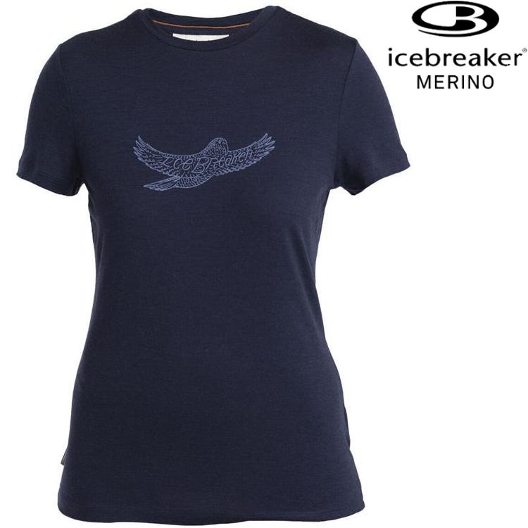 Icebreaker Tech Lite III 女款 美麗諾羊毛排汗衣/圓領短袖上衣-150 鳥兒飛翔 0A56YE 401 海軍藍