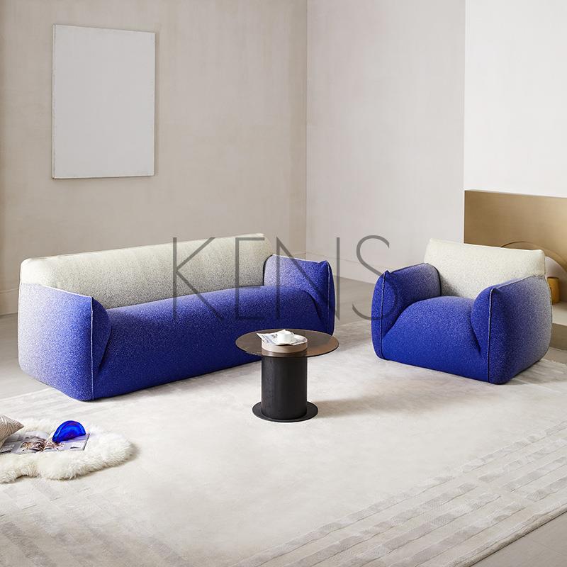 沙發 沙發椅 設計感沙發小戶型現代客廳布藝網紅簡約沙發漸變色藍胖子沙發椅
