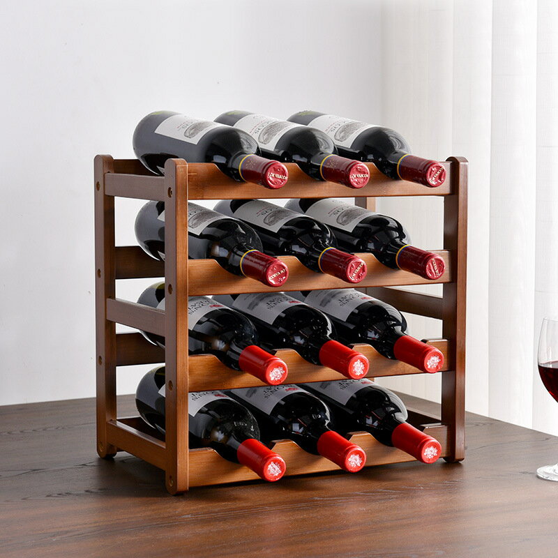 紅酒架擺件葡萄酒架子實木家用小型桌面紅酒展示架輕奢客廳酒架子