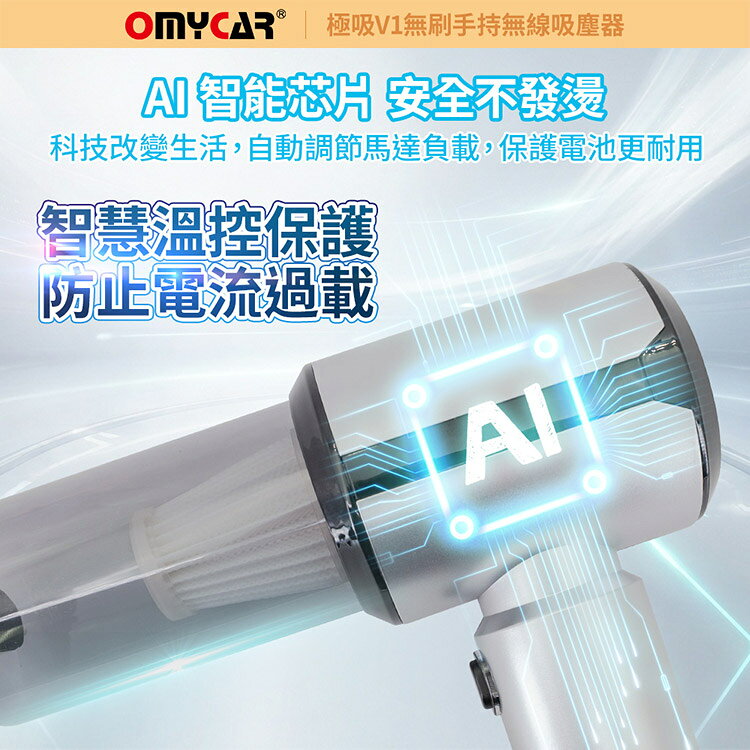 【OMyCar】極吸V1無刷手持無線吸塵器 (國家認證 一年保固) 無線吸塵器 無刷電機 吸充吹抽四合一 除塵 抽真空 車家兩用 4