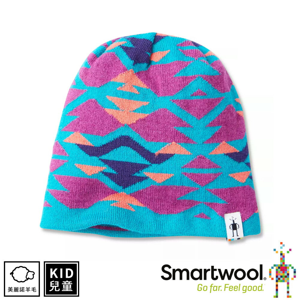 【 SmartWool 美國 孩童雙面幾何圓帽 海洋藍《海洋藍》】針織帽/毛線帽/羊毛帽