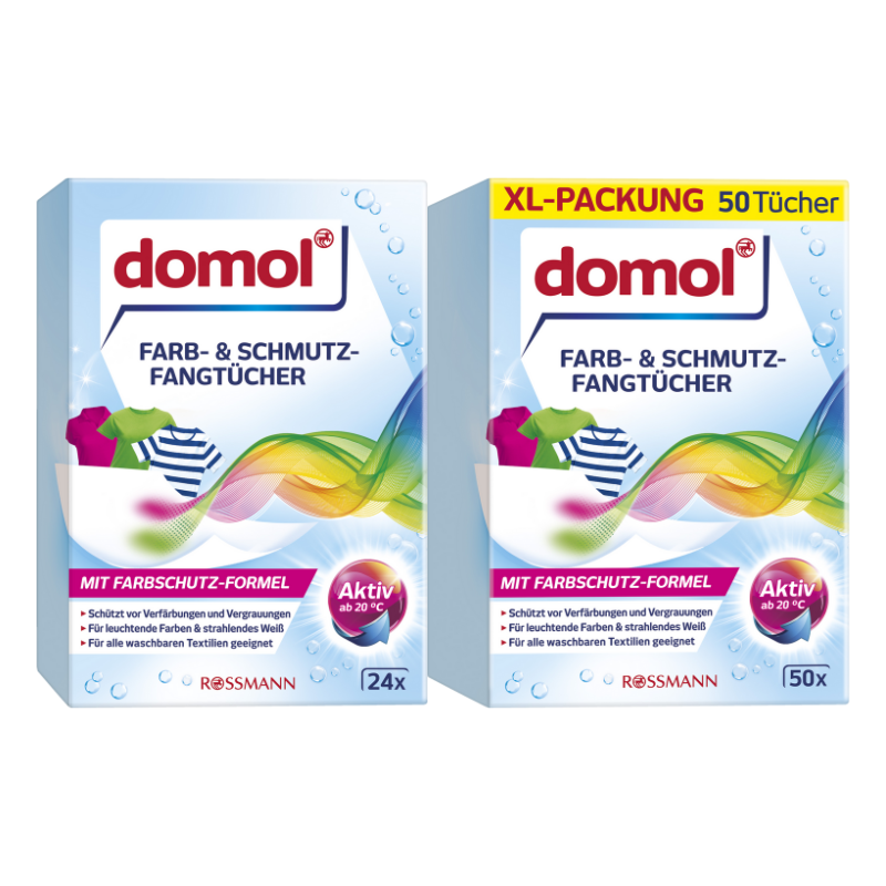 德國 Rossmann domol 神奇衣物吸色布 24片/ 50片 彩色衣物專用 洗衣 清潔 居家用品 附發票【心心哈德】現貨 全館499超取免運｜全場下殺★滿額再享折扣