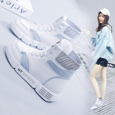 新款高筒帆布女鞋百搭韓版2019春季ins板鞋運動學生小白鞋潮 雙十一購物節