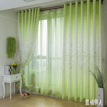 客廳臥室飄窗田園風落地窗簾布料歐式現代簡約綠色成品窗簾紗簾 PA4233 雙十一購物節