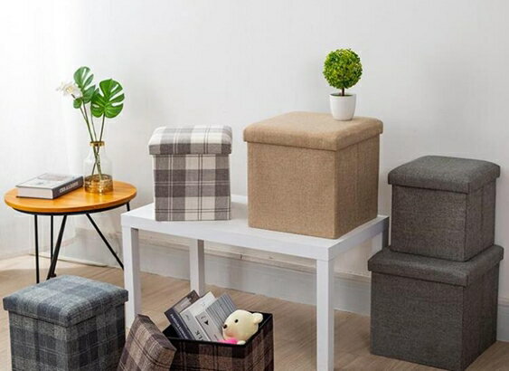 家用棉麻布藝多功能收納凳儲物摺疊沙發小凳子可坐人收納箱換鞋凳 雙十一購物節