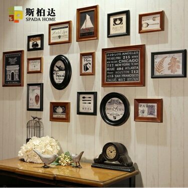 照片牆 美式復古實木照片墻客廳餐廳裝飾畫掛墻相框組合墻面 雙十一購物節