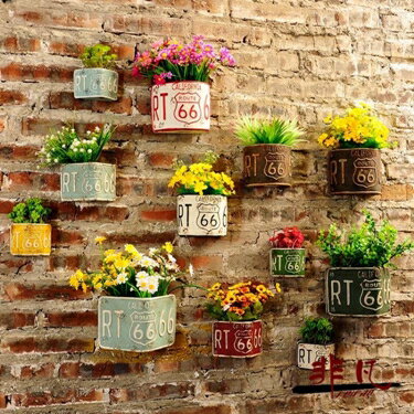 墻面裝飾品 創意奶茶店墻壁飾品墻上花盆壁掛仿真植物掛件墻飾 雙十一購物節