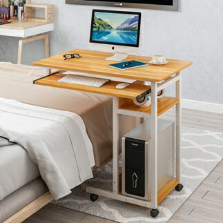 電腦桌-床邊桌懶人臺式電腦桌帶鍵盤可行動省空間床上書桌寫字組簡約現代 雙十一購物節