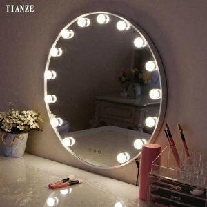 LED圓形帶燈泡壁掛式梳妝鏡歐式高清浴室燈鏡墻面補妝鏡FC 雙十一購物節