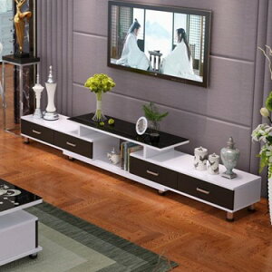 電視櫃電視桌 云曼鋼化玻璃伸縮電視柜茶幾組合簡約現代歐式小戶型客廳電視機柜 雙十一購物節