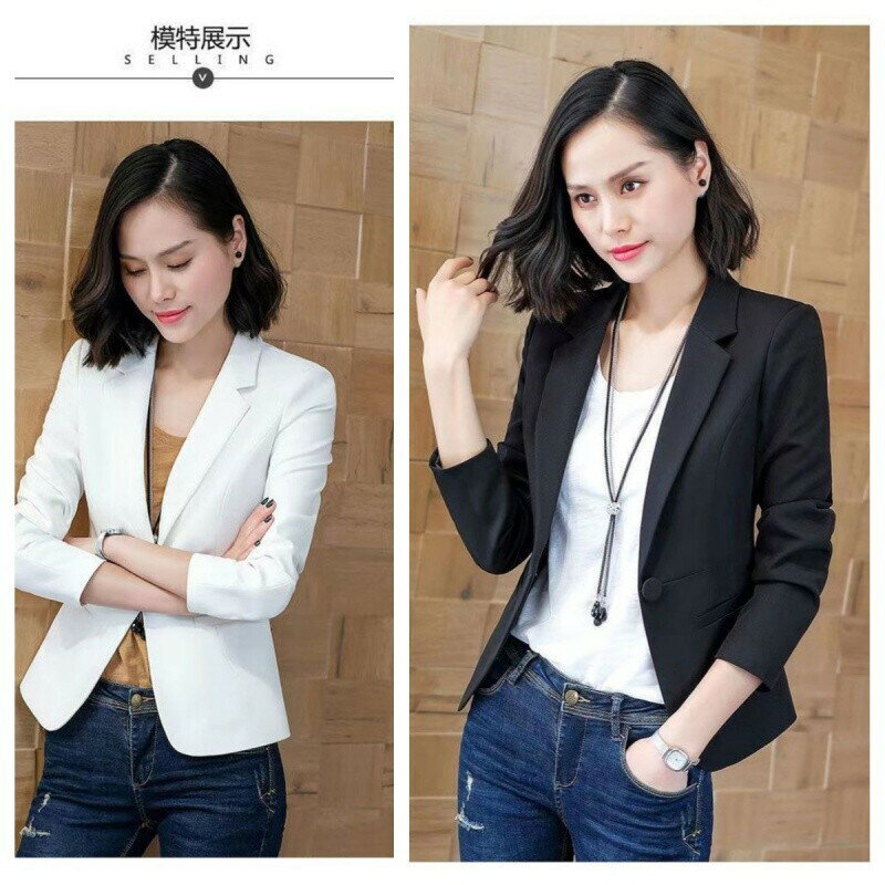 黑色小西裝外套女 春秋西裝有裡布西裝 小個子修身短款西裝 冬季加棉加候 西服女白色西裝外套 大尺碼西裝女 職業白領西裝