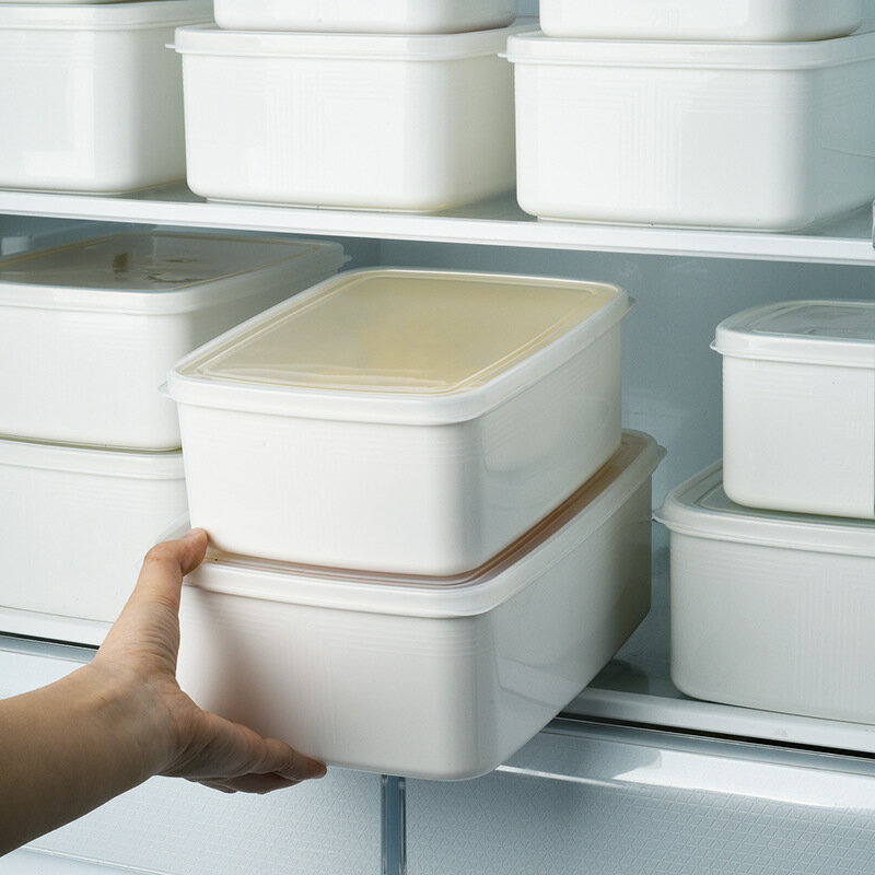 日式帶透明蓋食品防串味冰箱整理收納盒可疊加帶分類小標簽保鮮盒