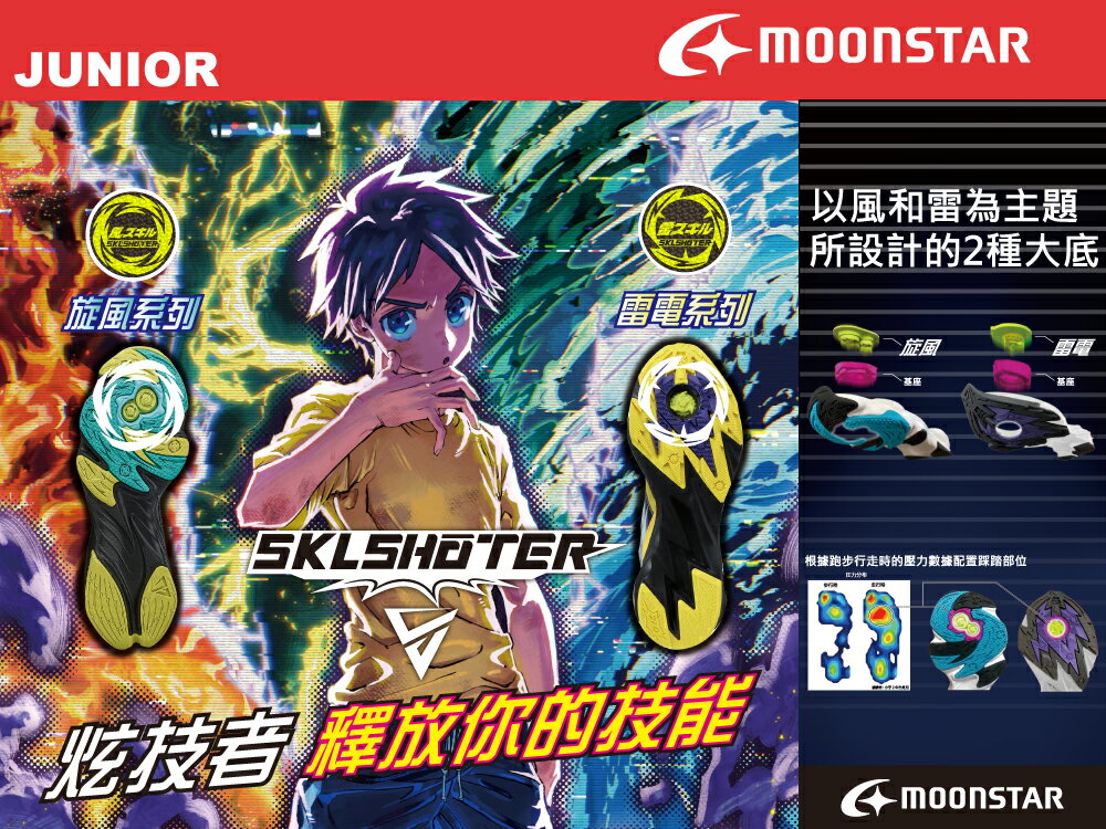 ★過年特賣★日本月星Moonstar機能童鞋炫技者-旋風系列寬楦耐磨運動鞋款SK00156黑(中大童段) 8