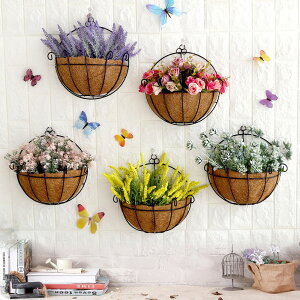 仿真創意立體植物壁掛花盆籃奶茶美容店陽臺墻壁掛件背景墻面裝飾