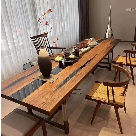 工廠直銷 客製化?廠家直銷 環氧樹脂河流桌胡桃木桌子實木大板原木茶桌茶幾餐桌滴膠木材新店開業 全館折扣 售後保障 優選/免運