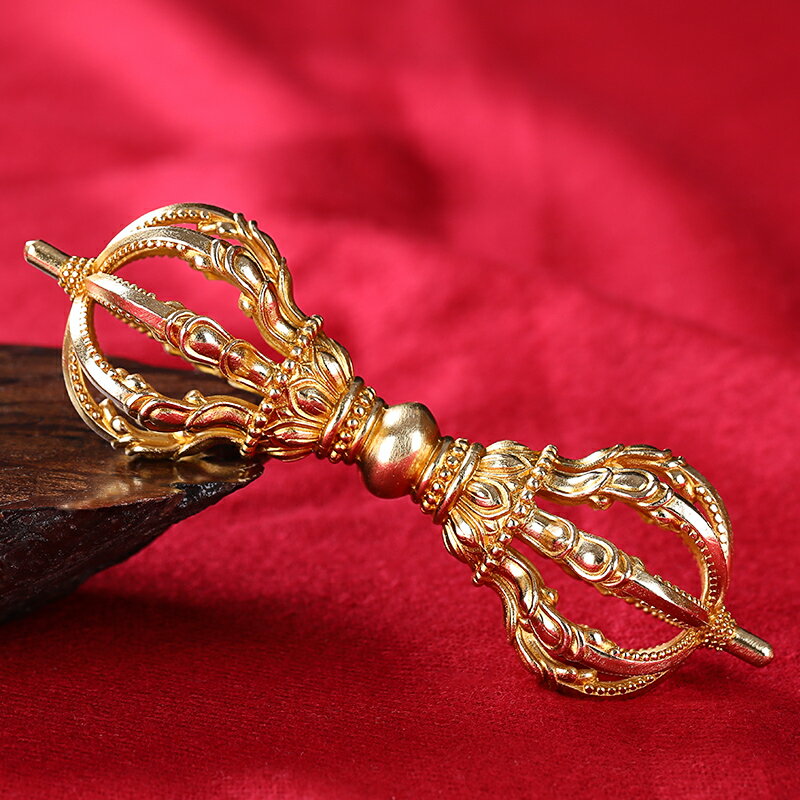 西蔵収集 西蔵収集 銅製 古仏具 九股金剛鈴 降魔杵 風水置物 套