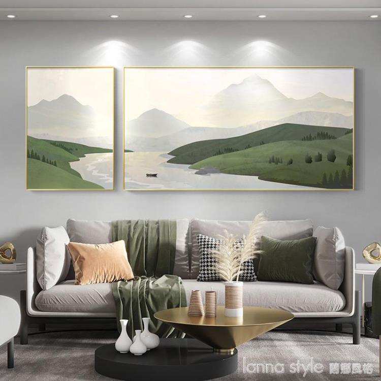 現代簡約客廳裝飾畫北歐抽象山水壁畫創意兩聯沙發背景牆掛畫餐廳 樂樂百貨
