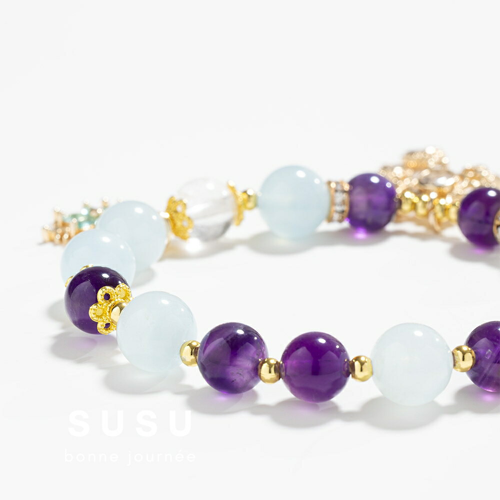 SU SU︱星河水晶手鍊❤️紫水晶 白水晶 海藍寶 事業運 招財 轉運 能量 防小人 送禮 推薦 4