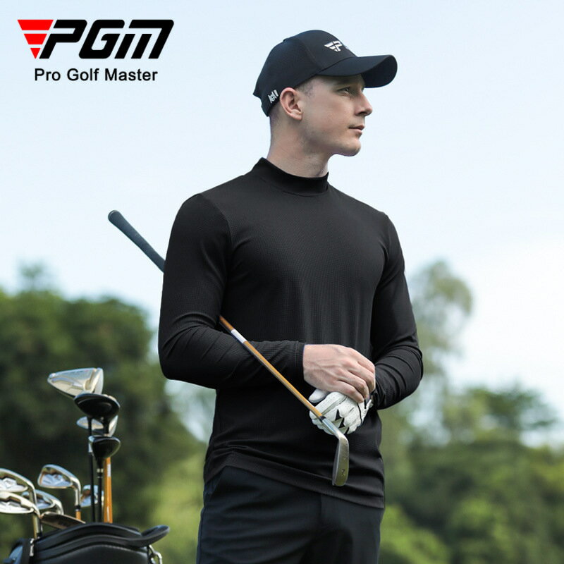 【元素運動】PGM高爾夫服裝男長袖T恤秋冬運動球衣男裝衣服圓領設計彈力打底衫