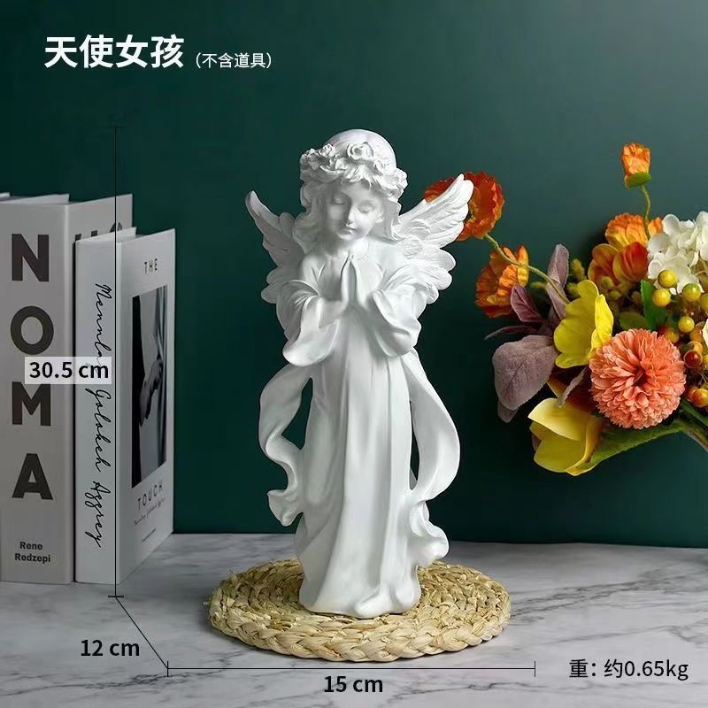 免運/ 可開票 快速出貨 戶外擺件 家庭擺飾 INS現代創意白色天使少女雕像擺件酒櫃電視櫃裝飾品北歐風擺設品