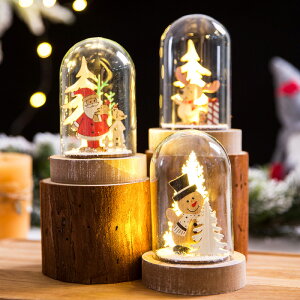 圣誕雪景球小夜燈裝飾擺件玻璃罩燈飾馴鹿圣誕樹節日氣氛圣誕禮物