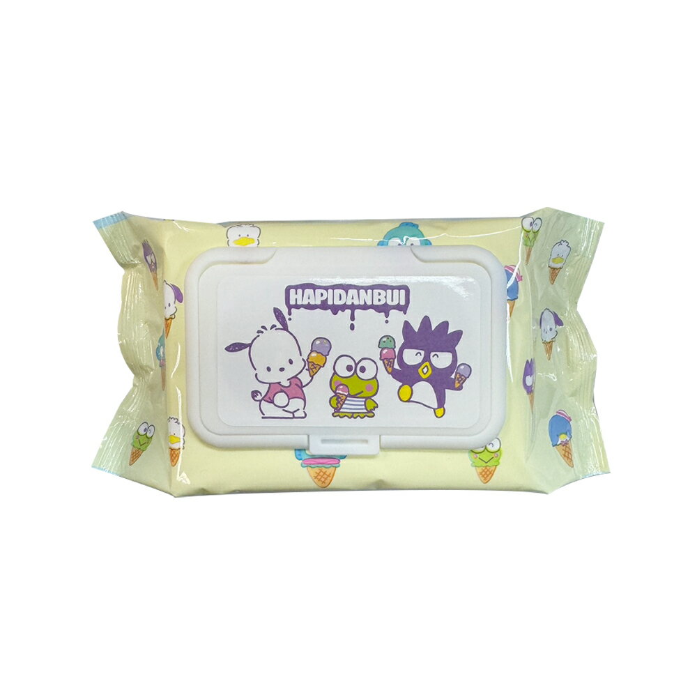 【Sanrio 三麗鷗】三麗鷗男團 HAPIDANBUI 帕恰狗/大眼蛙/酷企鵝 純水濕紙巾 80抽 (加蓋) 不含添加使用更安心 1