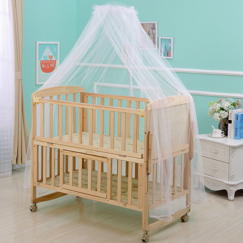 嬰兒床蚊帳帶支架可升降兒童寶寶床圓頂全罩宮廷式蚊帳架子免打孔