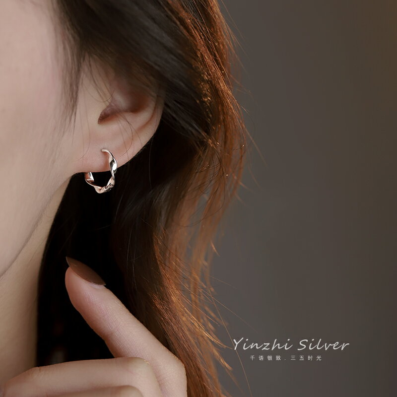 999純銀耳釘女2022年新款潮耳圈耳環小眾設計耳扣高級感養耳耳飾