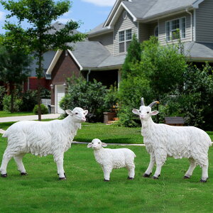 戶外仿真黑白山羊花園林景觀擺件玻璃鋼雕塑動物綿羊草坪庭院裝飾