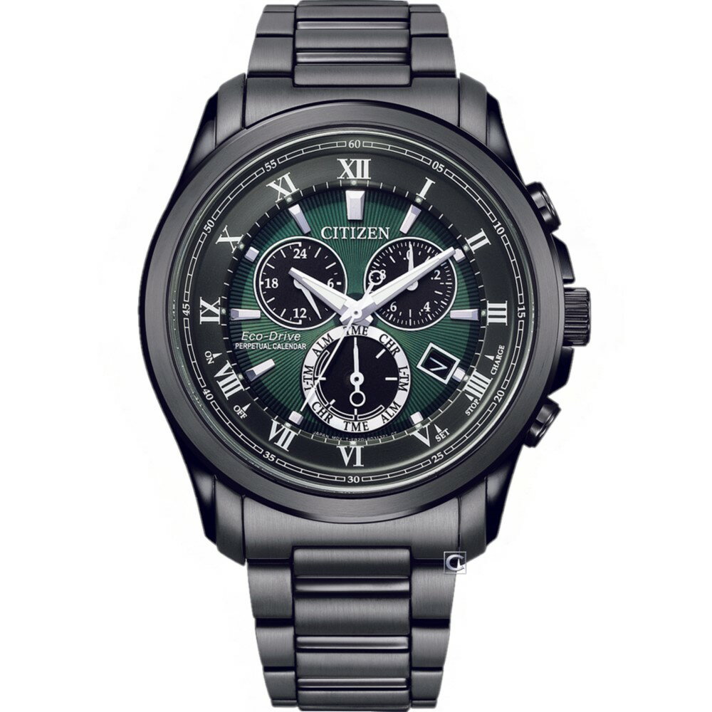【Time Piece】CITIZEN GENT'S系列光動能不鏽鋼腕錶-全黑綠面(BL5547-89X) [APP下單享4%點數]