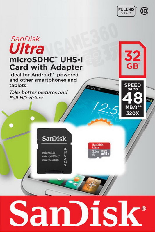 SanDisk MicroSDHC 32G Class10 UHS-1 TF記憶卡 展碁公司貨 終身保固【台中恐龍電玩】